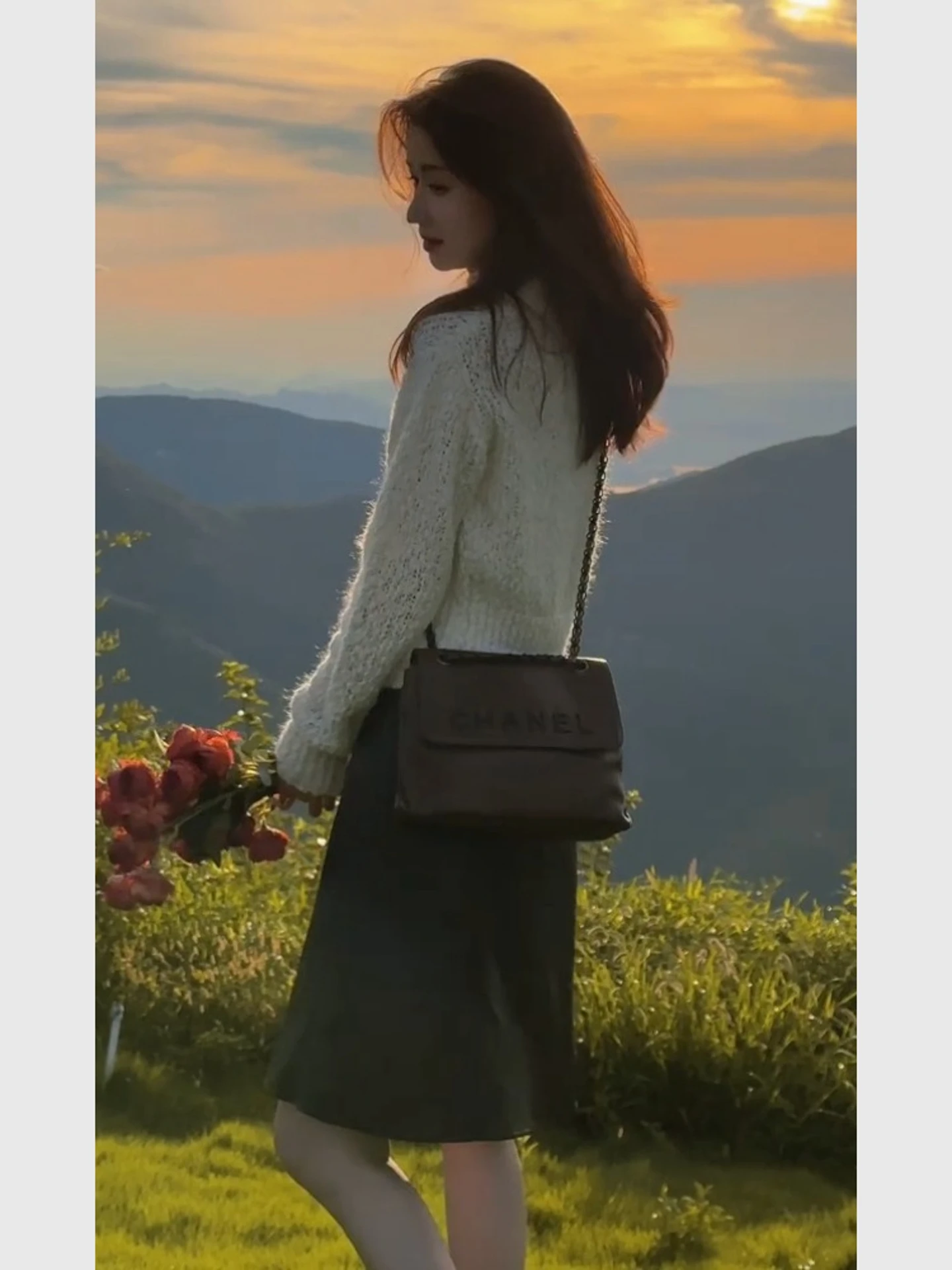 Winter Chic White Sweater And  Skirt Set Women's Faion Two-Piece Ensemble Korean Sle High-End Feelings Commute Sle