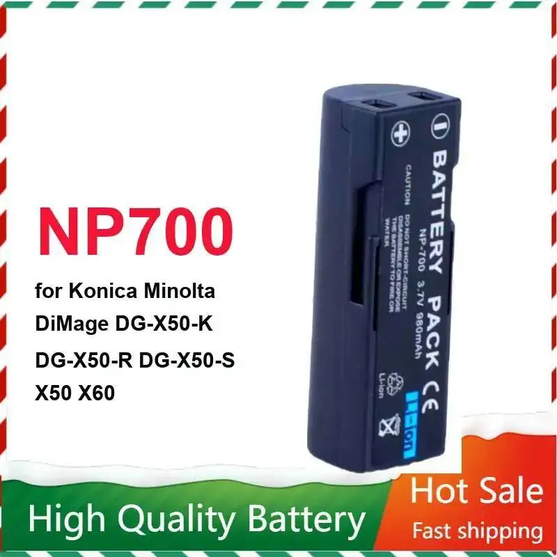 Надежный аккумулятор NP700 для камеры Konica Minolta Dimage DG-X50-K DG-X50-R DG-X50-S X50 X60, 980 мАч, стабильное питание.