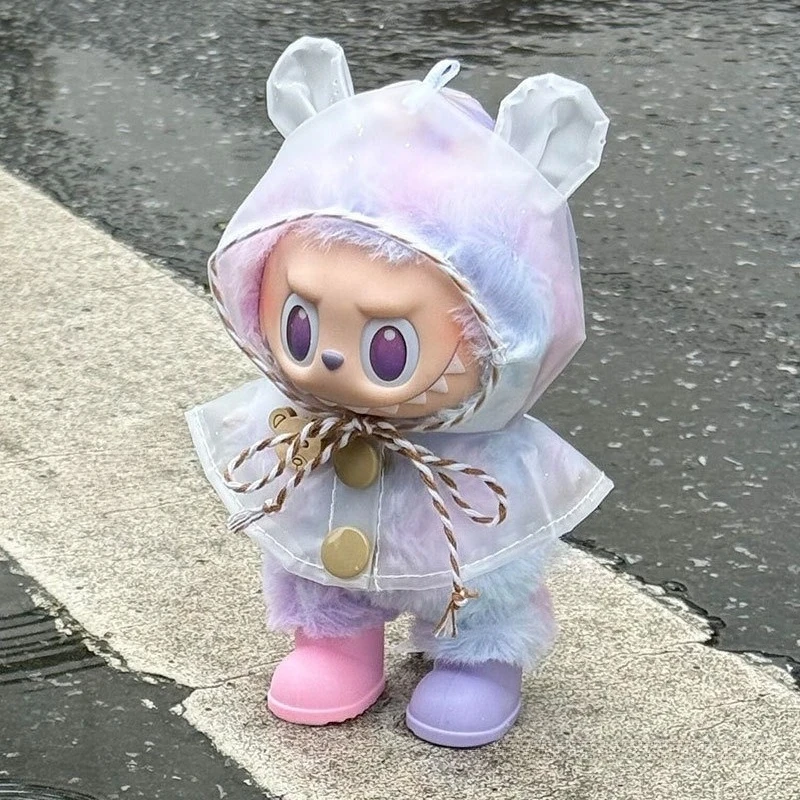 

Suitable for Labubu V1 V2 V3 Vinyl Doll Raincoat and Shoes Two-piece Set Creative Trendy and Cool Doll Clothes Accessories Gifts