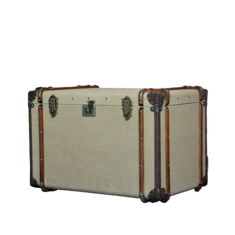 Retro canvas coffee table storage cabinet