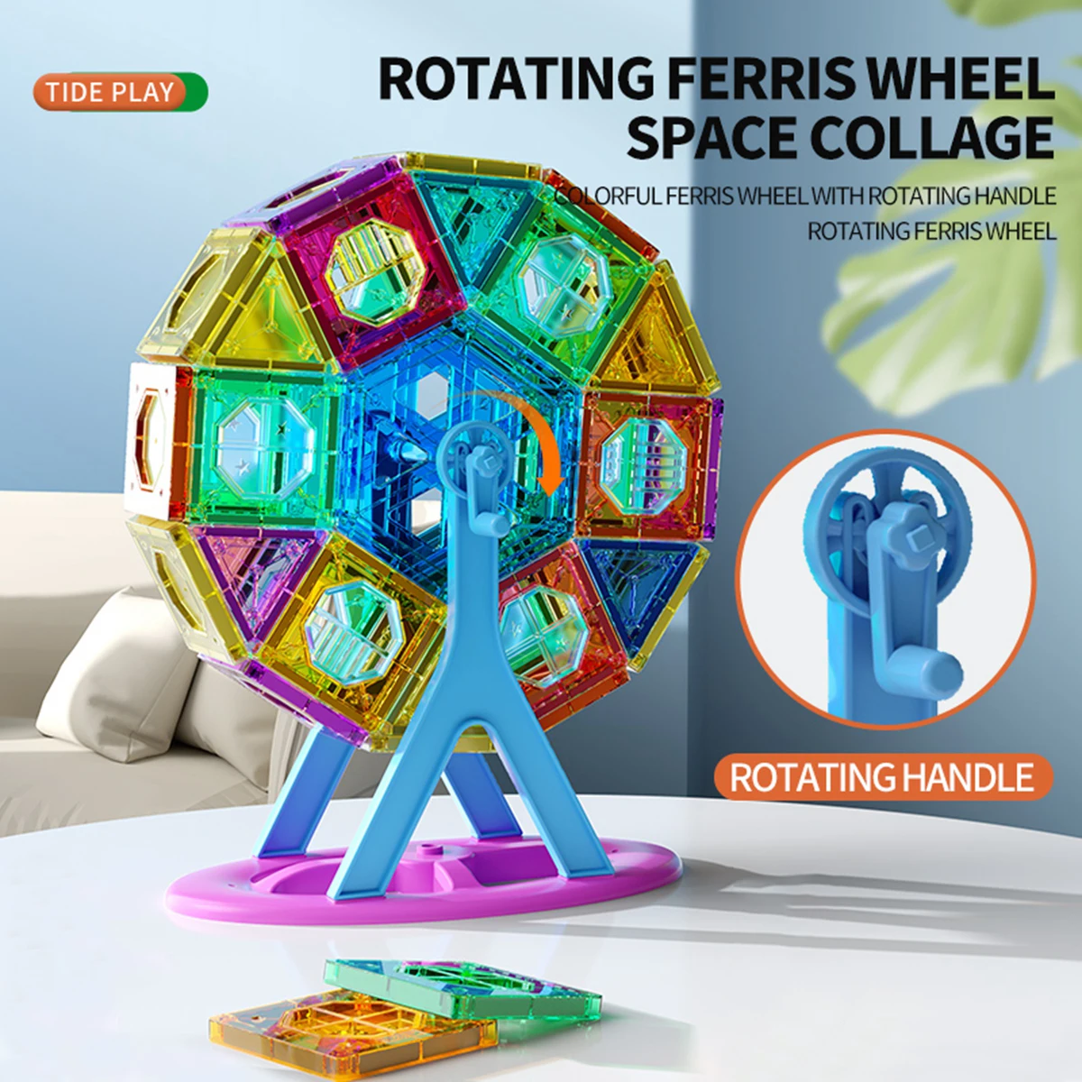 Magnetic Ferris Wheel Tile Kids Toys Starter Set Classroom Essentials, Building Blocks Magnets Building Toys Preschool Montessor