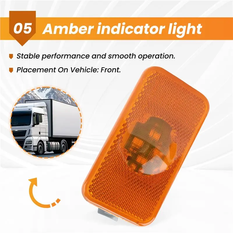 A10E-2Pcs 24V Car Truck LED Side Marker Light 4Leds Amber Indicator Warning Lamps For Volvo Trucks FM/FH