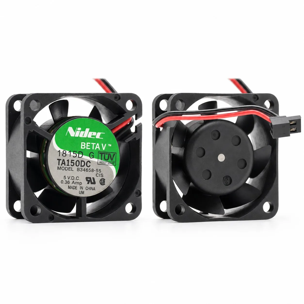B34658-55 DC PC Case Cooling Fan 40x20mm 5V 0.36A 7000RPM Dual Ball Bearing 2-Pack