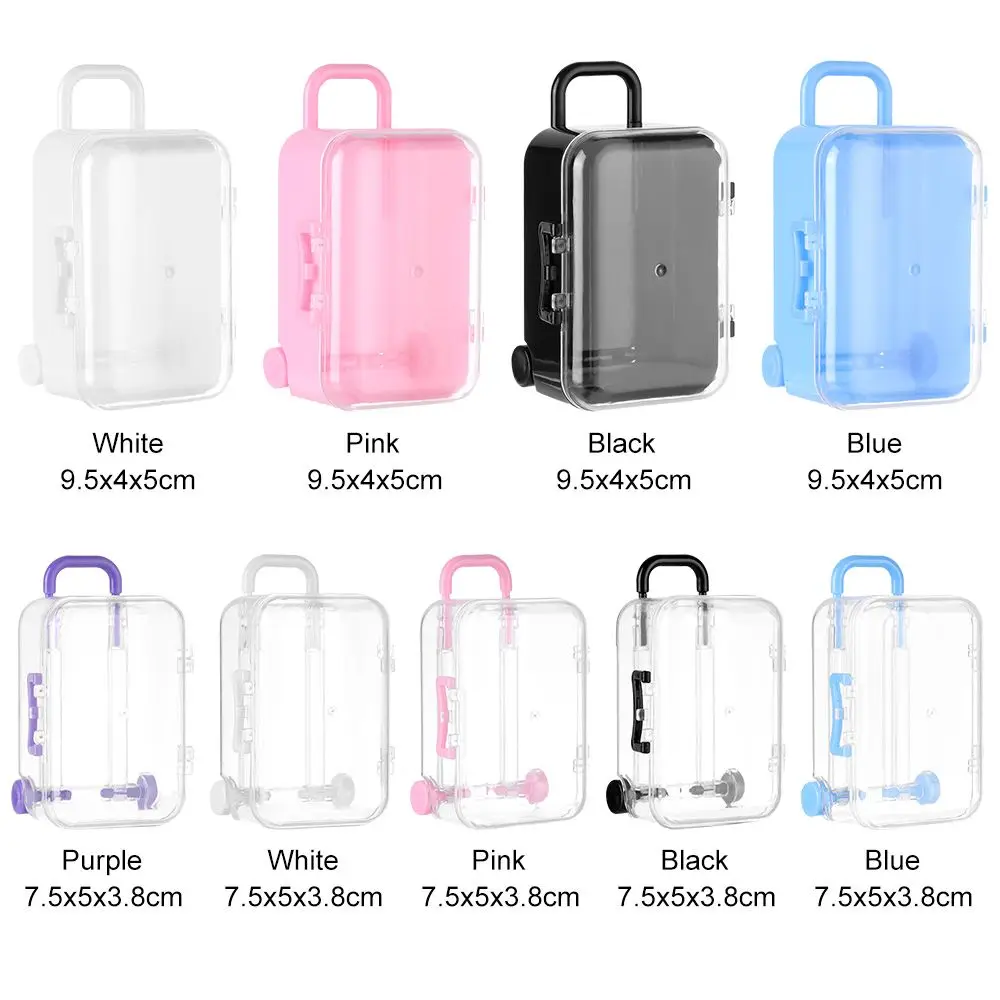 Mode Plastic Mini Koffer Voor Poppen Miniatuur Speelgoed Kofferbak Poppenhuis Decoratie Mooie Kleine Clutch Sieraden Doos Pop Handtas