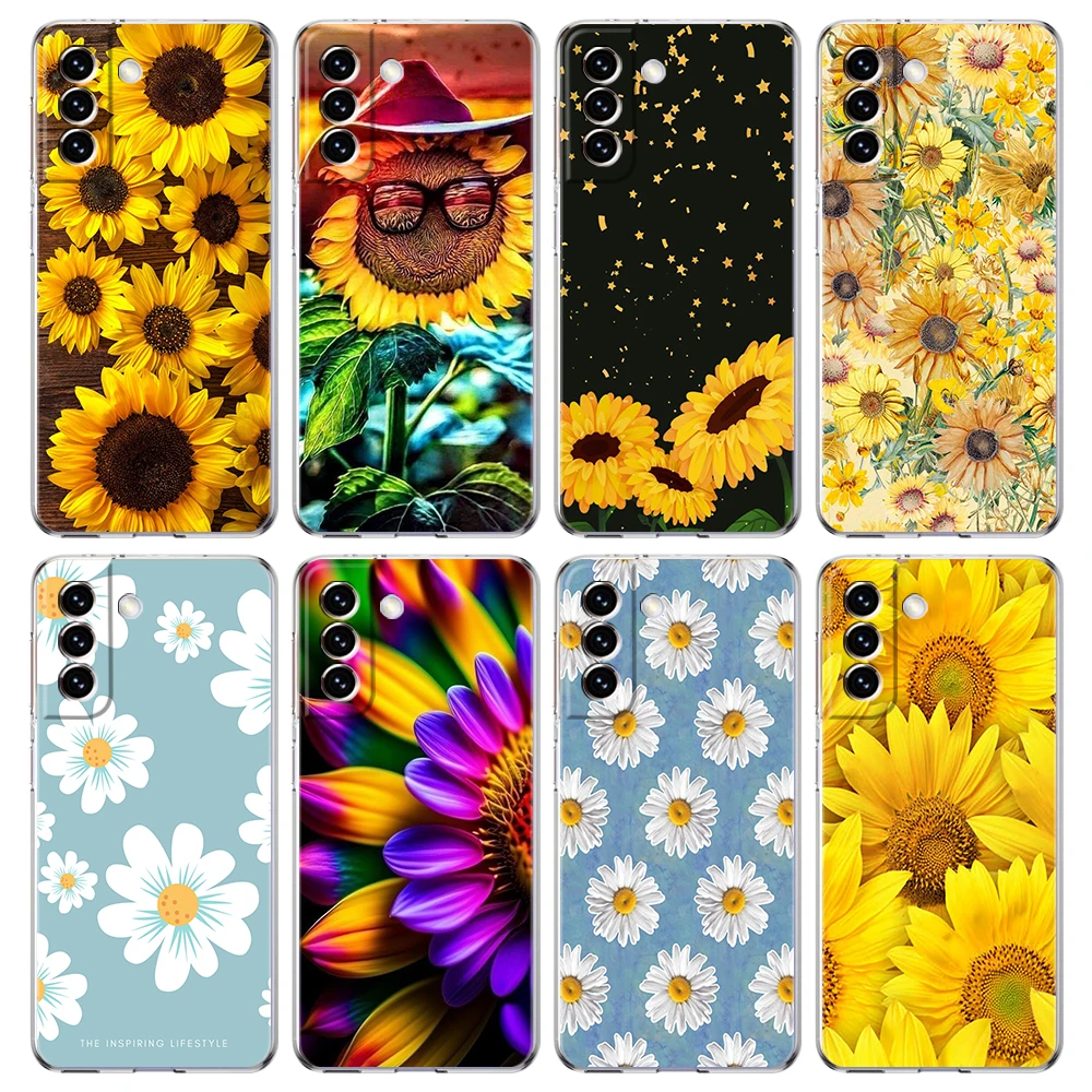 

Cute Summer Daisy Sunflower Floral Flower Phone Case for Samsung Galaxy S23 S20 FE S22 S21 Ultra M32 S10 S10E S9 S8 Plus Shell