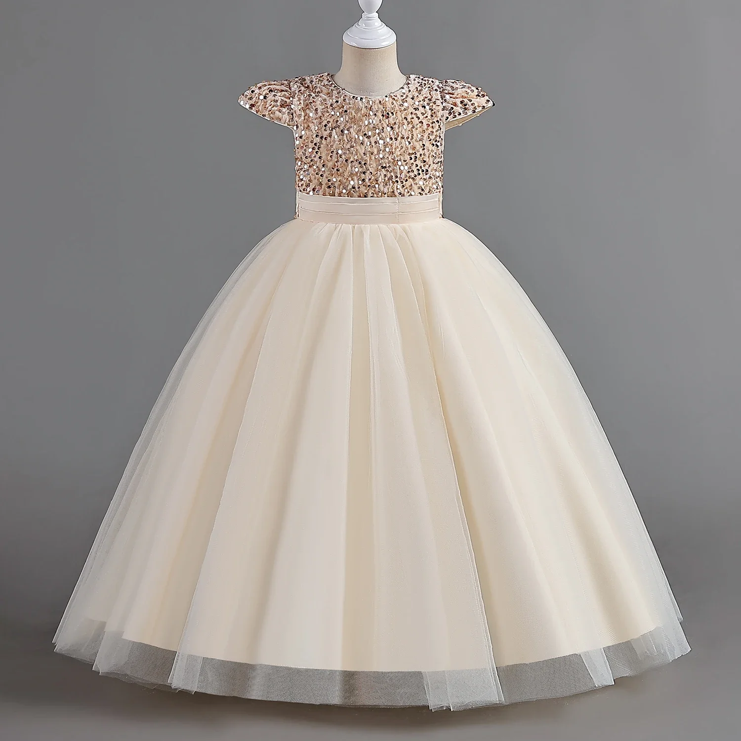 Girls Bridesmaid Dress for 5-14Yrs Wedding Party Long Gown Sequin Children\'s Birthday Formal Gala Dresses Teenager Pageant Dress