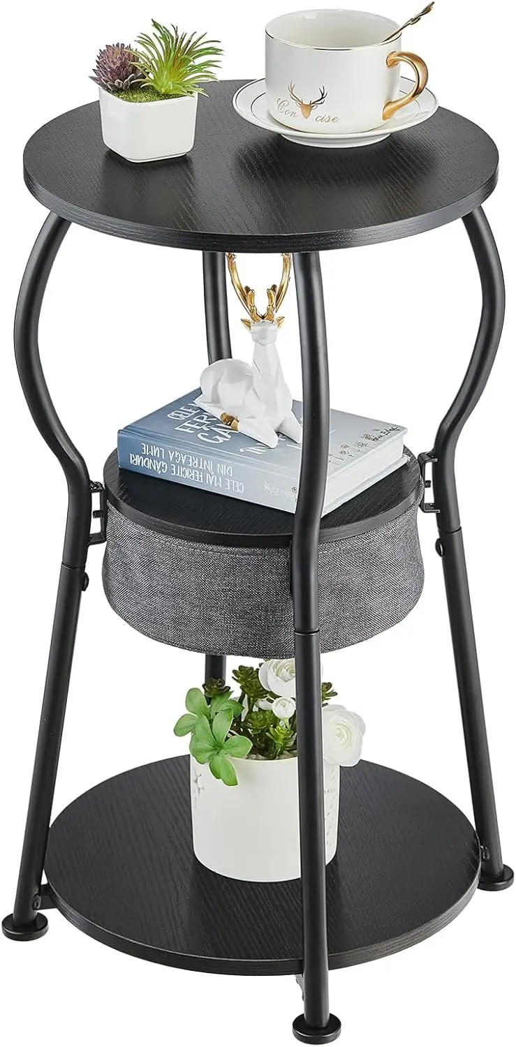 

Небольшой круглый приставной столик для хранения вещей, 3-х уровневый акцентный столик с 4 отделениями для гостиной или спальни