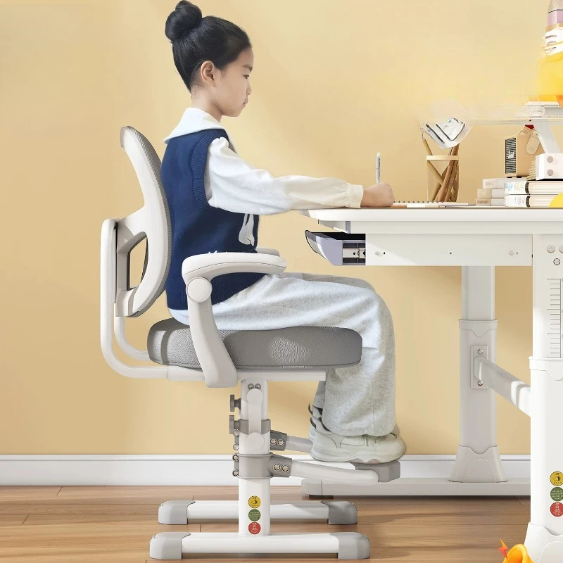 

Ergonomic Study Chair for Students, Adjustable Height Desk Chair with Back Support, Modern Home Office Writing Stool for Kids