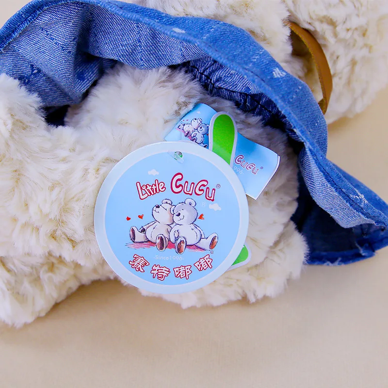 귀여운 플러시 인형 귀여운 바르셀 곰 인형 오버롤 착용 어린이용 수면 생일 선물 소녀용 테디 베어 부드러운 인형