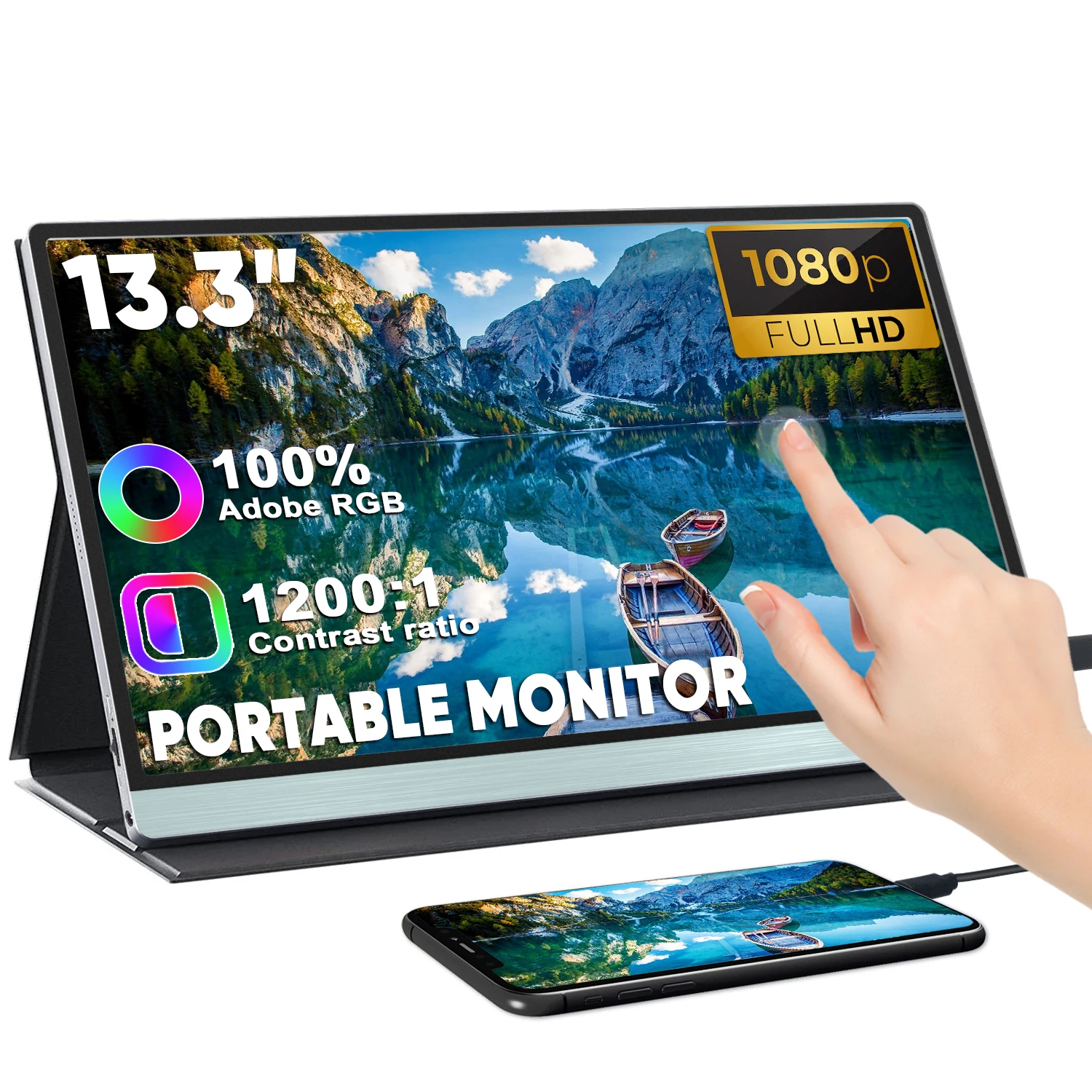 

SIBOLAN 13 Inch Portable USB Type-C 1080P IPS Gaming Display Touch Screen Laptop Travel