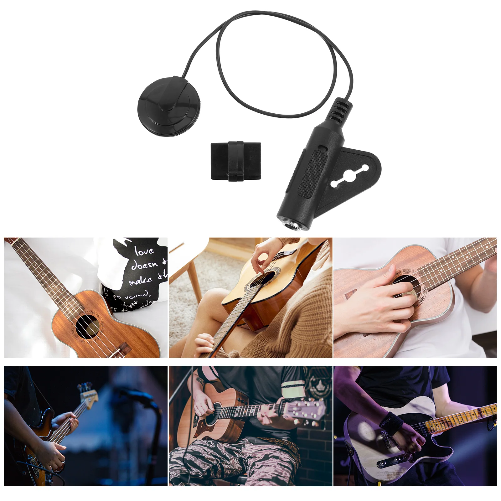 

Adjustable Volume Guitar Pickup Anti-Feedback Crisp Sound Easy Install Durable Cable Amplifier Connection for Guitar