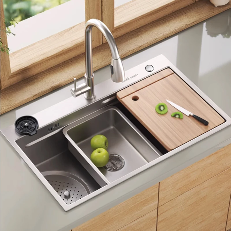 304 Stainless Steel Kitchen Sink Basin Medium Basin Widening Filter Screen Drainage Single Slot Sink Washing Vegetable Basin