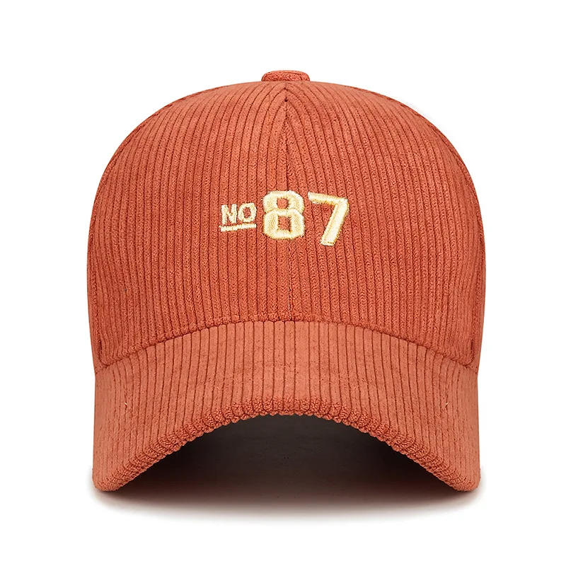 FS Luxury Corduroy Cap For Men Brand Letter Embroidery Women Baseball Hats Brown Orange Streetwear Snapback Caps Casquette Homme view 2