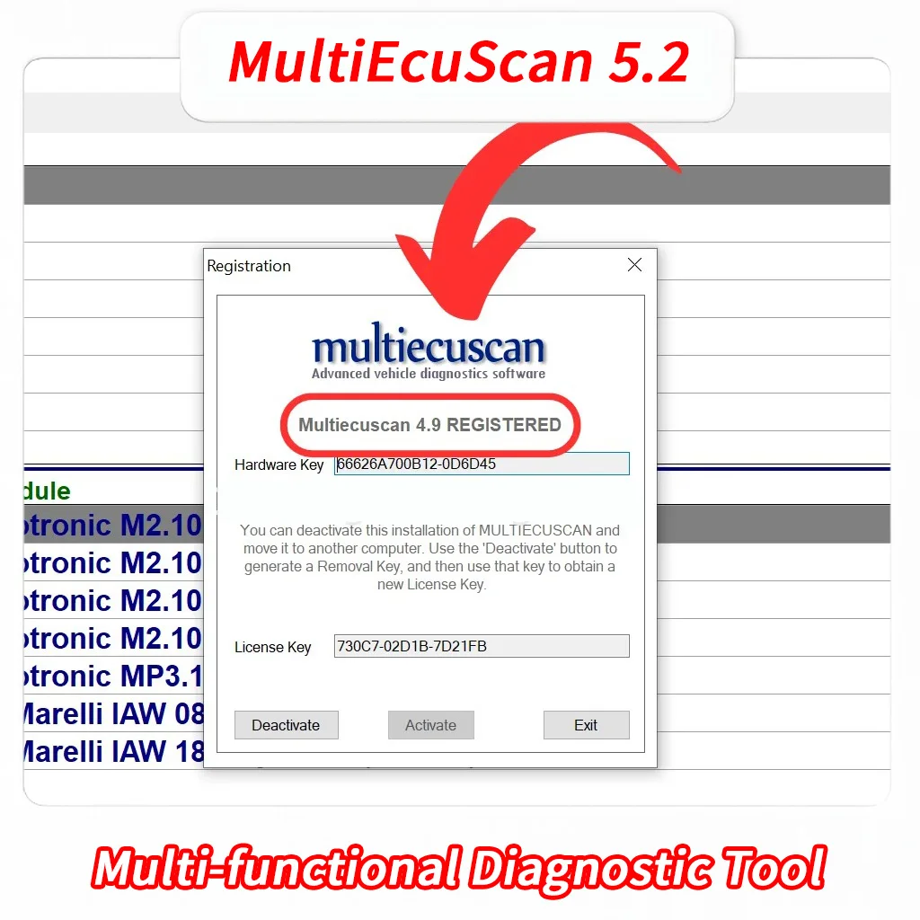 2025 MultiEcuScan 5.2 software for Fiat/Alfa/Romeo/Lancia Registered Work with ELM327/OBDII Diagnostic Tool Registered Unlimite