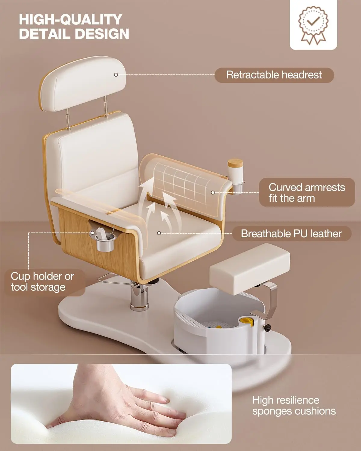 Okakopa-silla ergonómica de pedicura sin plomería, sillón de Spa con reposapiés ajustable y masaje, elevador de pies reclinable, rotación de 360