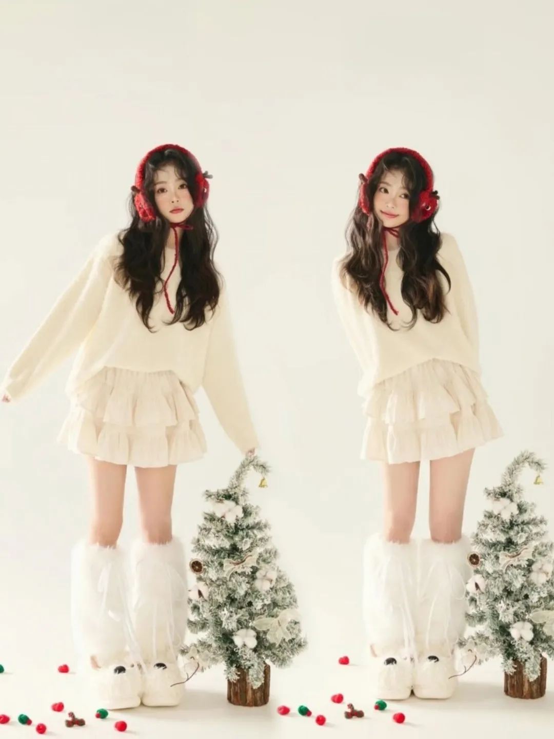 

Одежда для фотосессий в рождественской тематике, корейский стиль, уютный домашний свитер, одежда для художественных фотосессий, милый свитер для девочек, модный L...