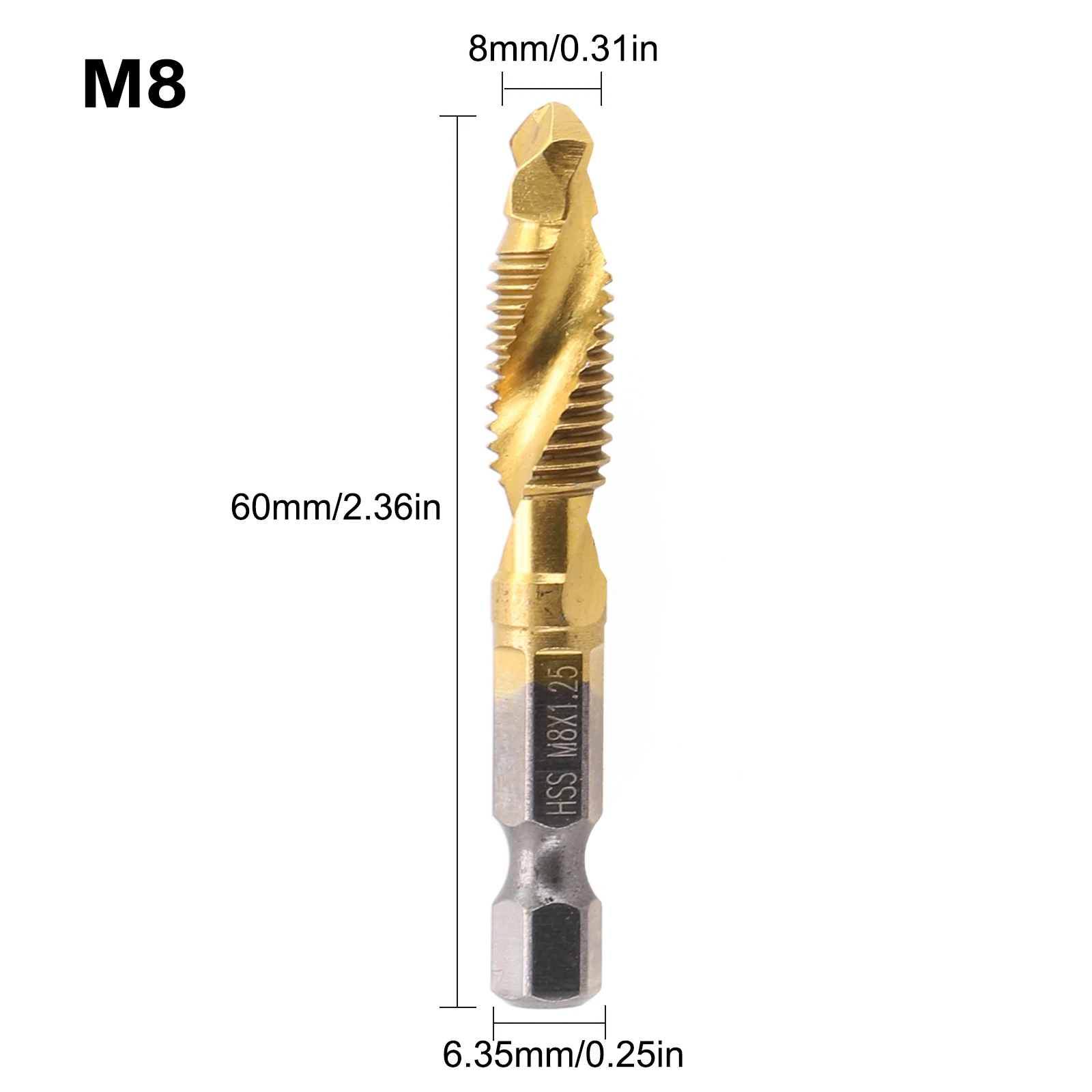 Plated Thread Tap Hex Shank Metric Tap 1pcs Gold Hole Tapping Chamfering In Magnesium Alloy Plastic Tin Alloy Wood