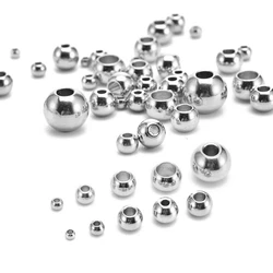 50pcs Stainless Steel Beads Metal Spacer Loose Bead For DIY Necklace Bracelet Jewelry Craft Making Findings Supplies Wholesale