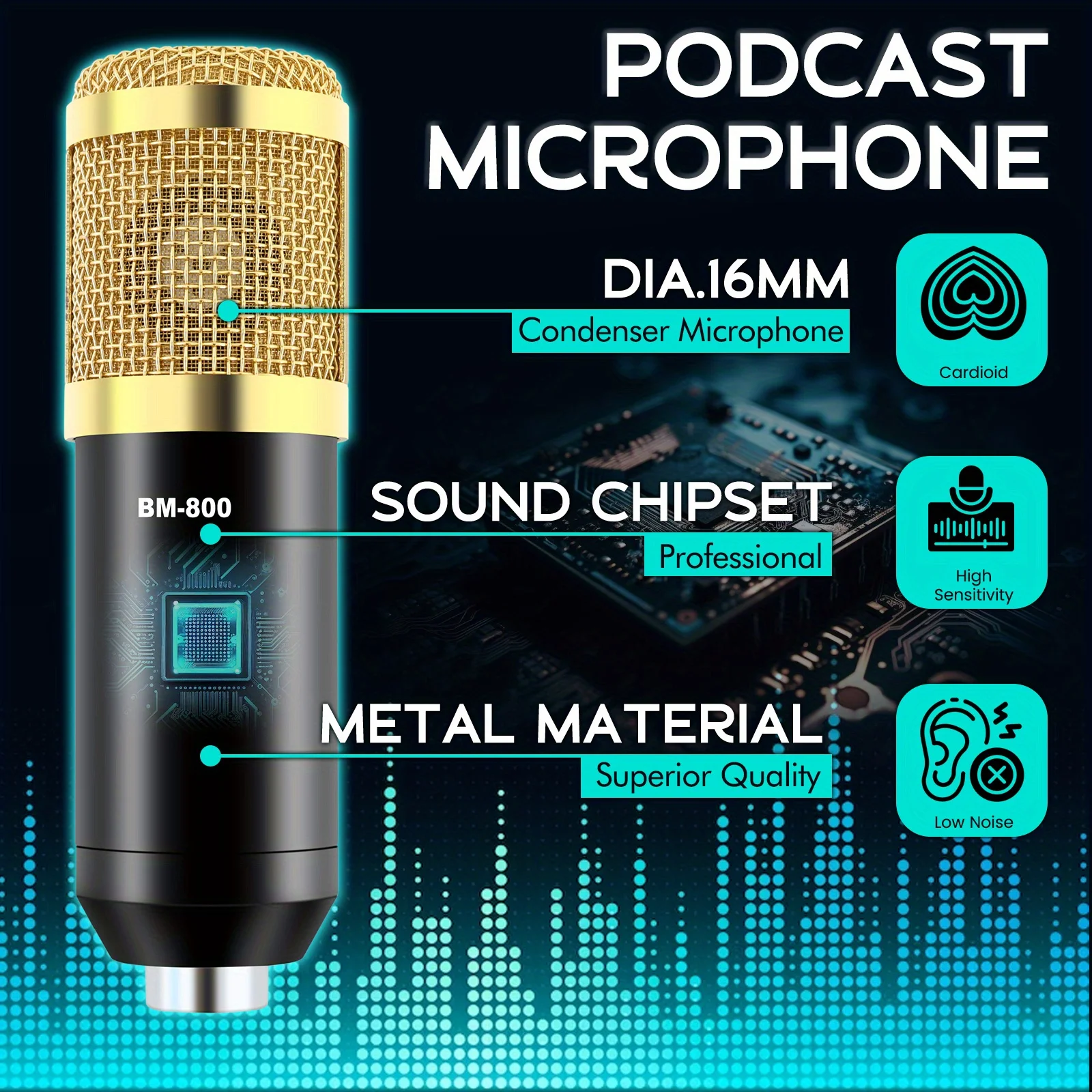 UV color stripe/dynamic microphone professional audio mixer, podcast equipment kit, condenser microphone with stand, gift, suita