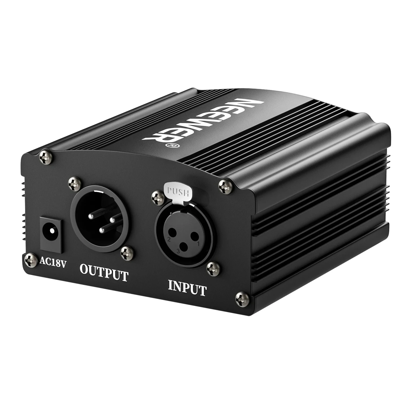NEEWER 1-Channel 48V Phantom Power Supply Adapter with XLR 3-Pin Cable (Plastic Housing) for Any Condenser Microphone