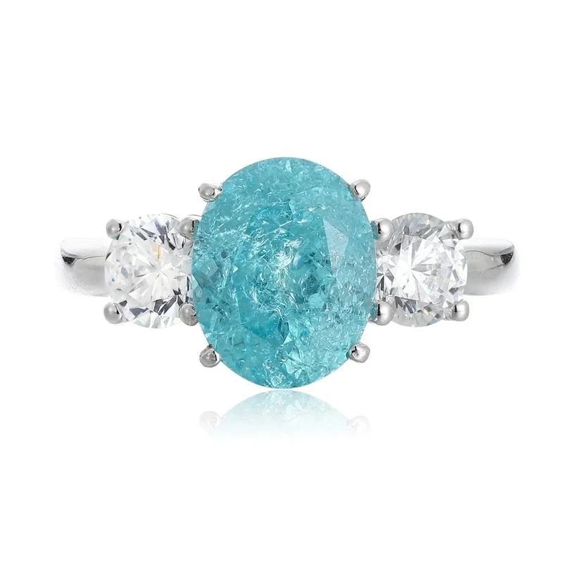 Custom Ring for Women Featuring Lab Grown Paraiba Tourmaline Moissanite in 925 Sterling Silver with Personalization Servi