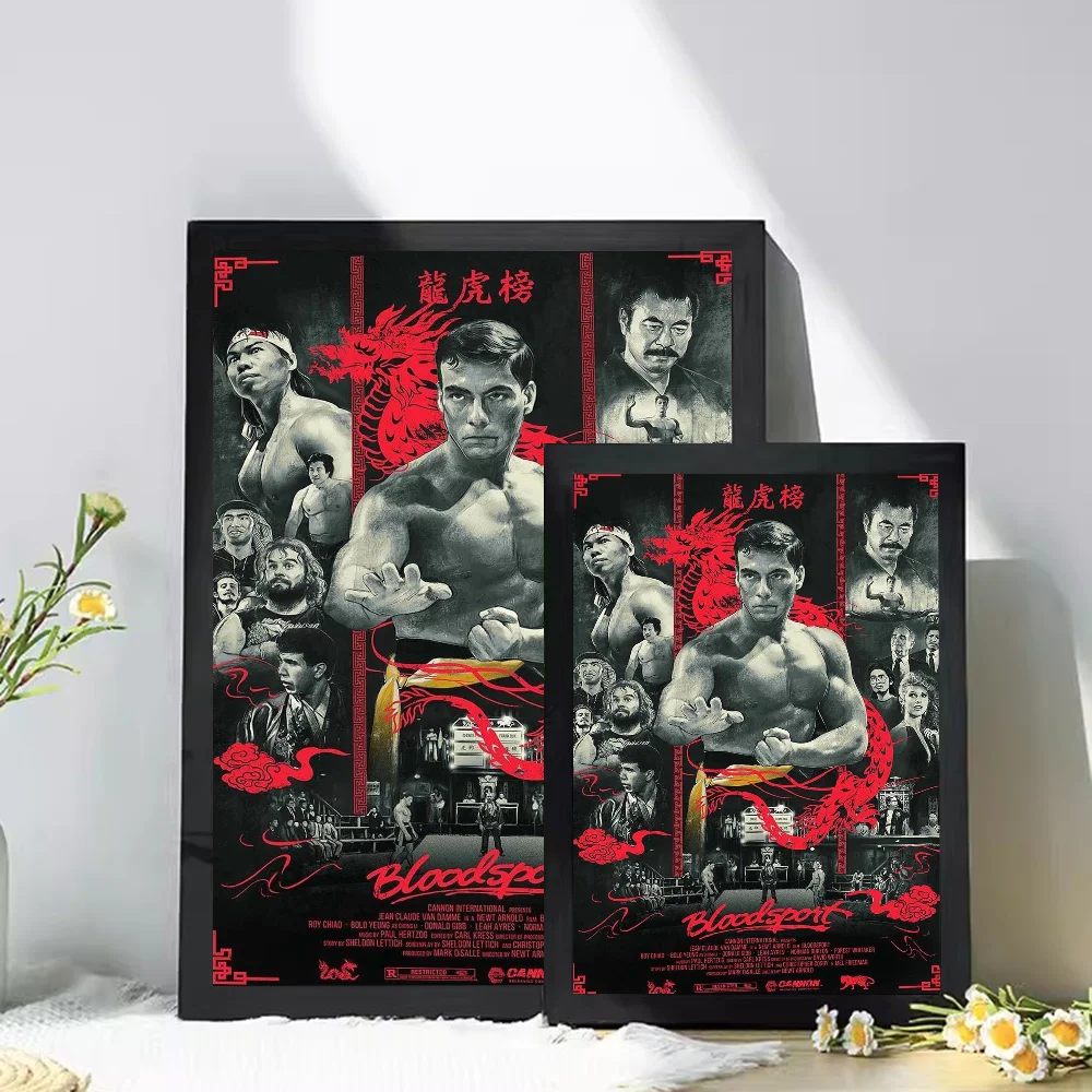 ملصق فني ذاتي اللصق ، مطبوعات ورقة بيضاء ، أعمال فنية جمالية ، لوحة جدارية ، فيلم رياضة الدم ، جان-كلود كونغ فو #6