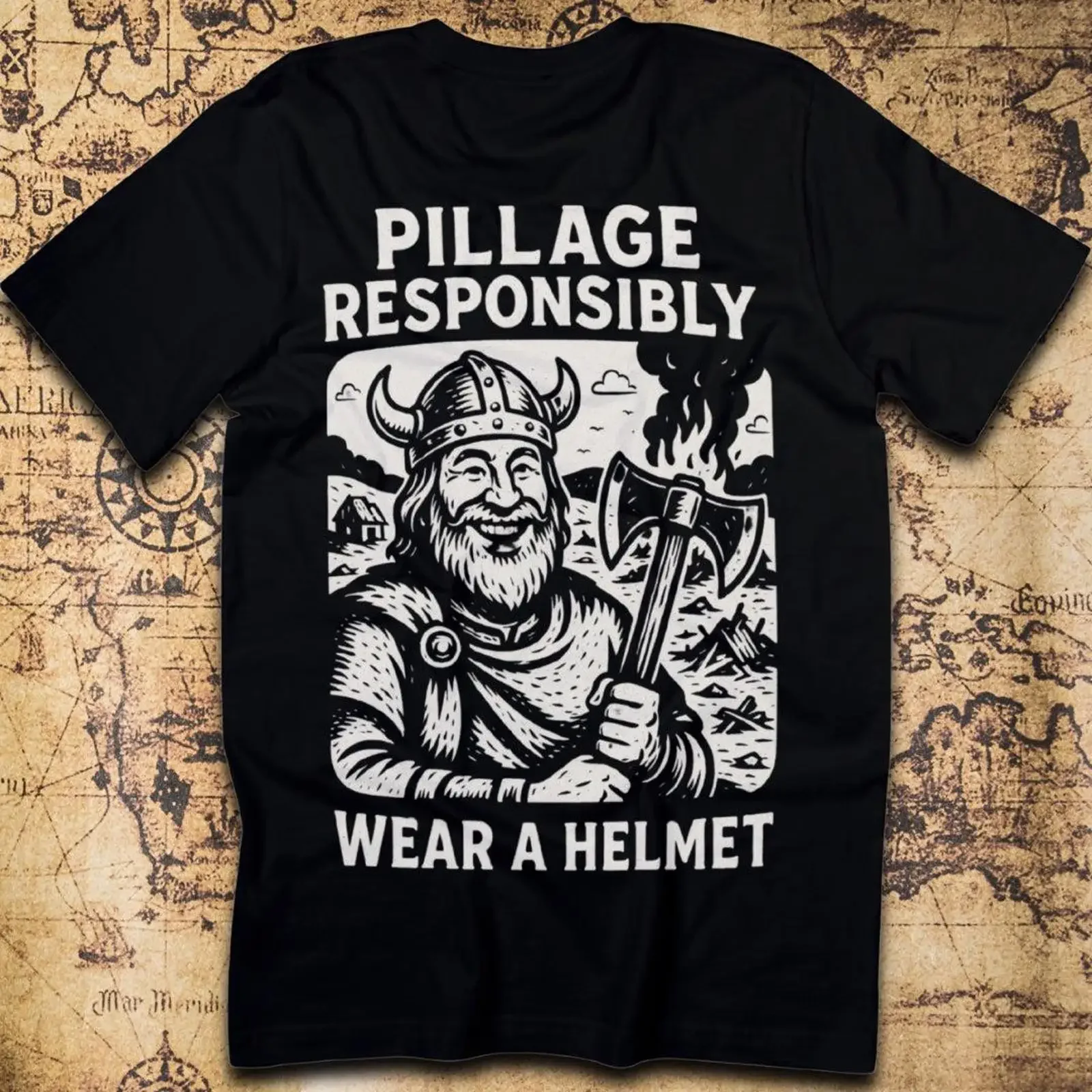Pillage Responsibly Viking Humor T Shirt vintage Washed Top For Everyday Wear Comfortable homme Soft graphic Slightly
