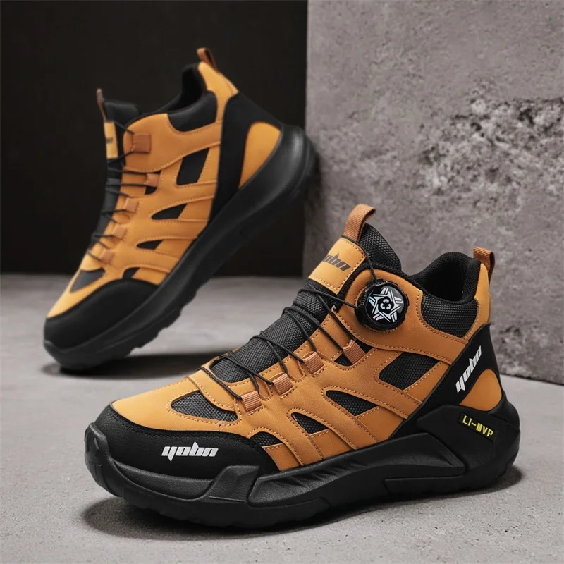 

New Arrivals Knob Lacing Men Biker Shoes Comfortable PU Leather Outdoor Sneakers Man Anti-Slip Platform Men's Motorcycle Shoes
