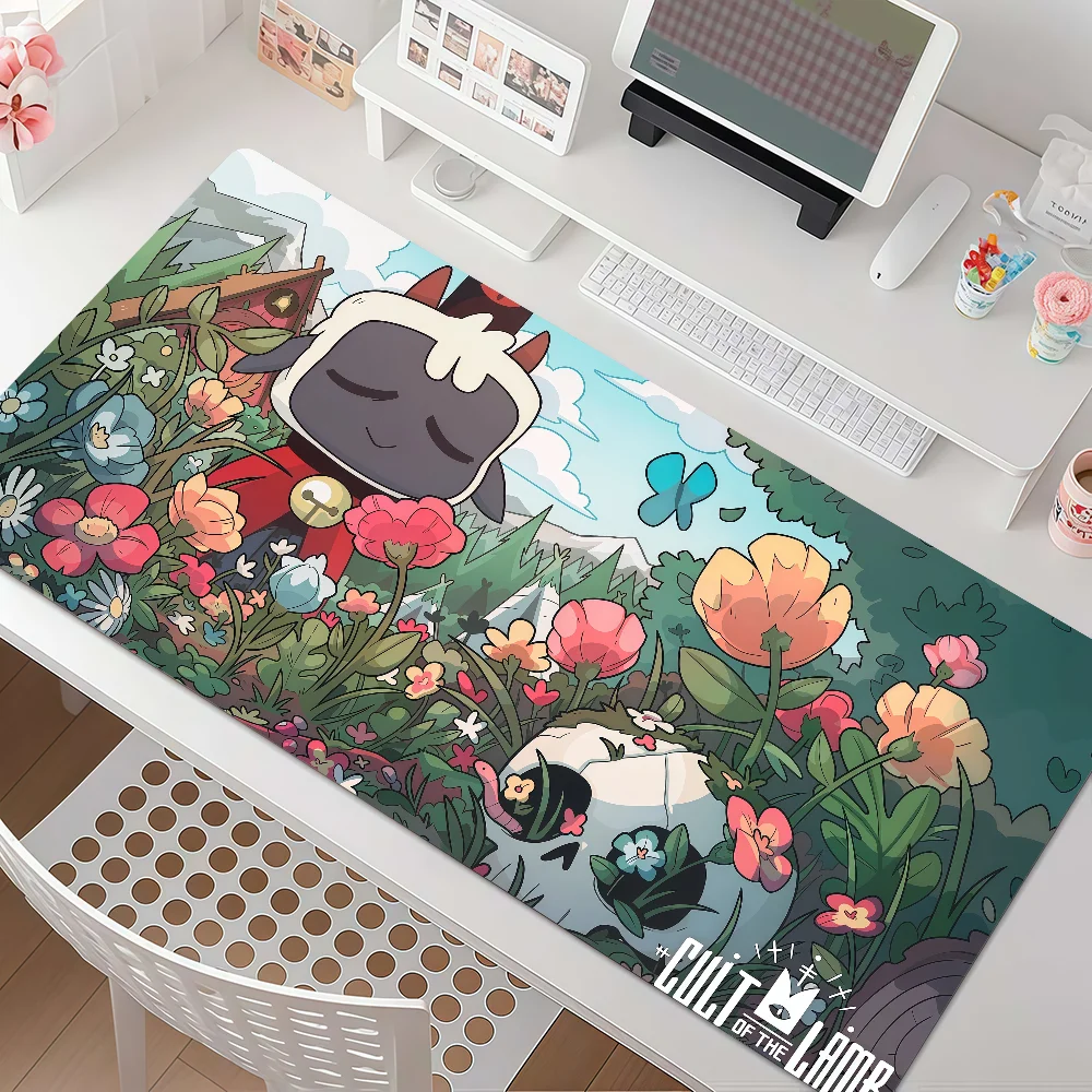 C-Cult Of The L-Lamb V-Video Game Mouse Pad Tapis de bureau épais pour ordinateur portable, antidérapant, avec bord en caoutchouc verrouillé