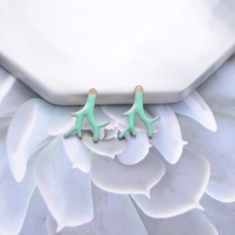 30 Stück beidseitig emaillierte Kupferzweig-Anhänger, öltropfende Zweige, Halsketten-, Armband- und Anhänger-DIY-Schmuckzubehör – Detail 9