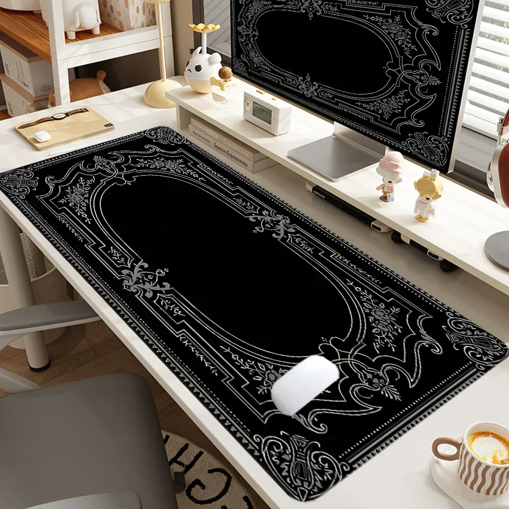 Baroque Ornate Mouse Pad Large Desk Accessories Desk Pad Rubber Base with Stitched Edge Mousepad Non-Slip Mousepad for Office