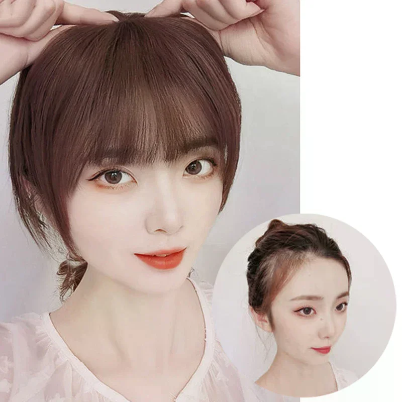 Synthetic Topper Hairpiece False Bang Clip-In Bangs Extension Natural Fake Fringe Invisible Clourse Hairpiece For Women