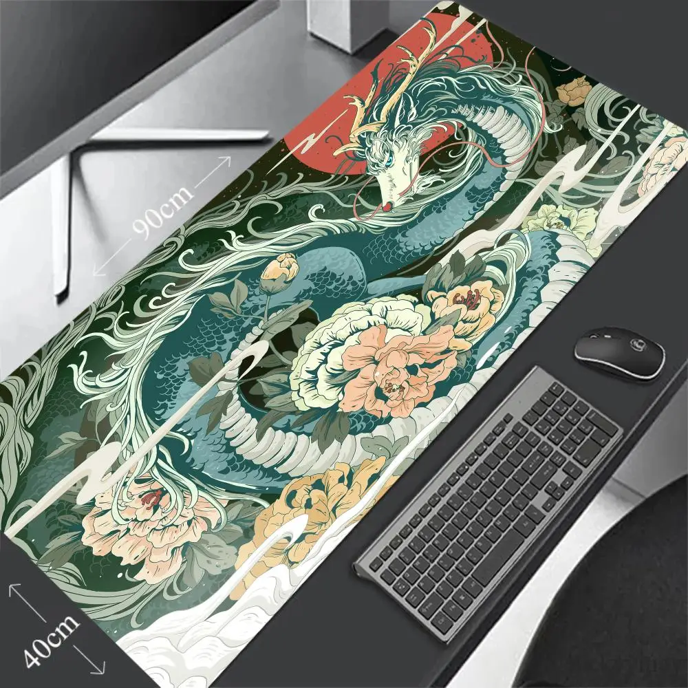 Large Mousepad Game Rubber Lock Edge Mat Company Desk Pad Dragon Element Mice Pad Oriental Legend Gaming Mousepads For LOL CS GO