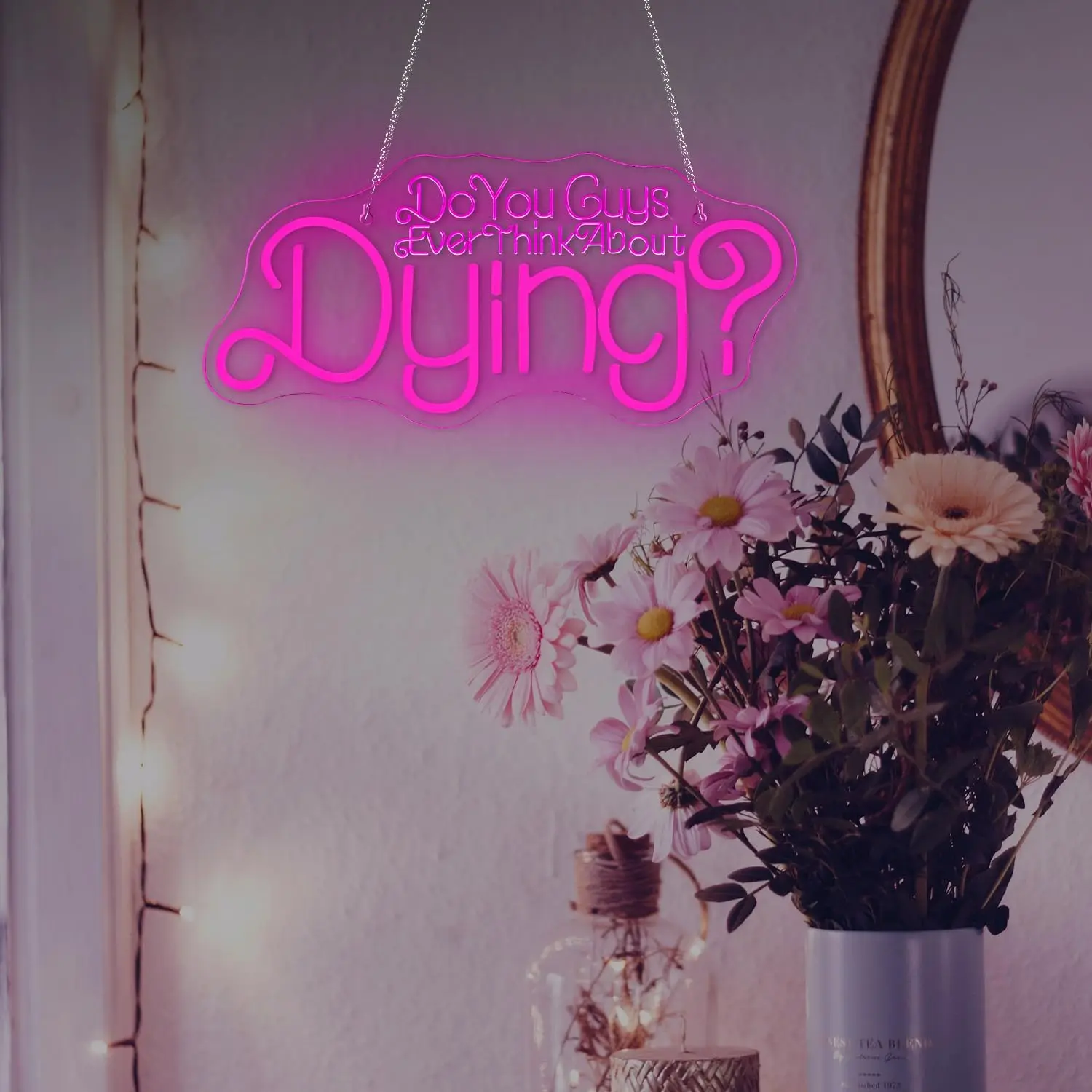 

Do You Guys Ever Think About Dying Neon Sign Dimmable for Wall Decor USB Led Sign for Bedroom Living Room Party Christmas Birthd