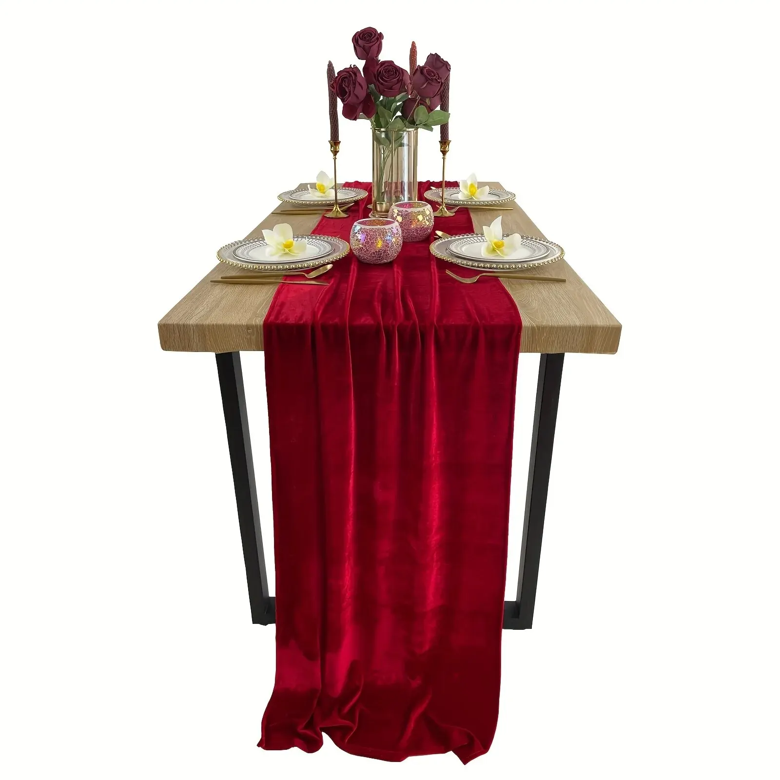 1pc Luxurious Velvet Table Runner, WeddingReception Decorations, Soft Table Linen Overlay, WeddingTable Runner Room Decor