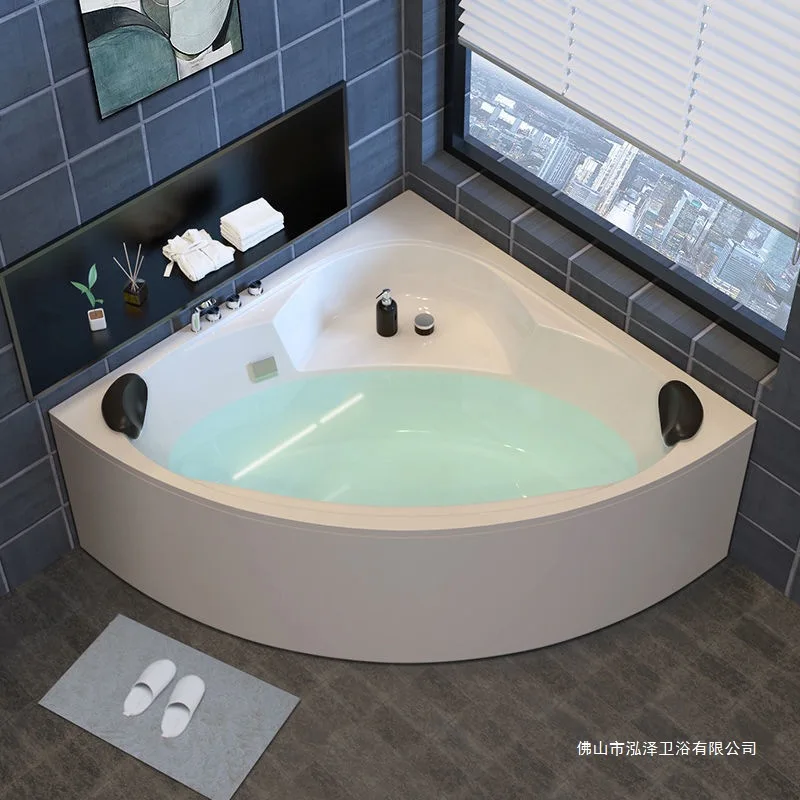 Triangular scalloped bathtub Small household acrylic massage surfing constant temperature heating adult bathroom Couple bathtub