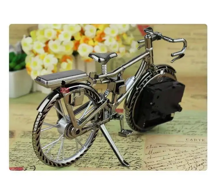 Retro Numeral Bicycle Shape Creative Table Alarm Clock Home Living Room Decoration Bedside Clock Desktop Display Crafts Gift