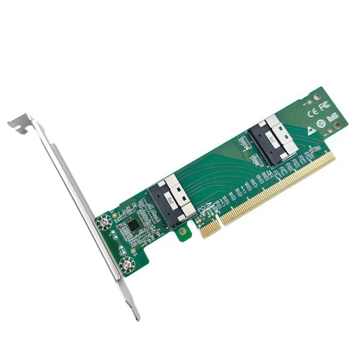 

SuperDeals Adapter Card PCI Express X16 to 2-Port SlimSAS SFF-8654 8I Adapter Multi-Function Portable Adapter Card