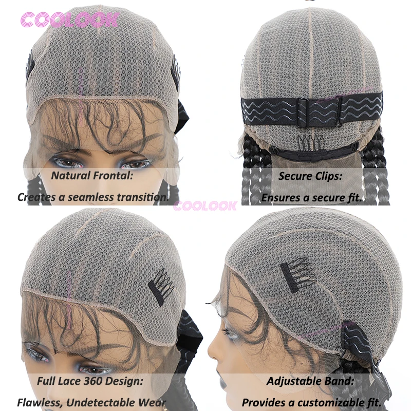 36 "شعر مستعار اصطناعي كامل الدانتيل شعر مستعار مضفر للنساء كورنو شعر مستعار مضفر