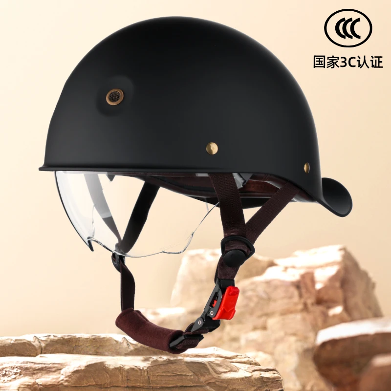 Retro Half Scooter Helmet Baseball Cap Safety for Motorbike Vintage Electric Cycling Motorcycle Classic Fashion Helmets