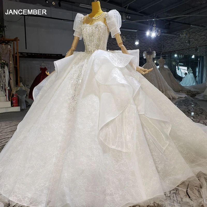 HTL2322-vestido de boda de manga larga con lazo, apliques de madrina, vestido de flores blanco para mujer