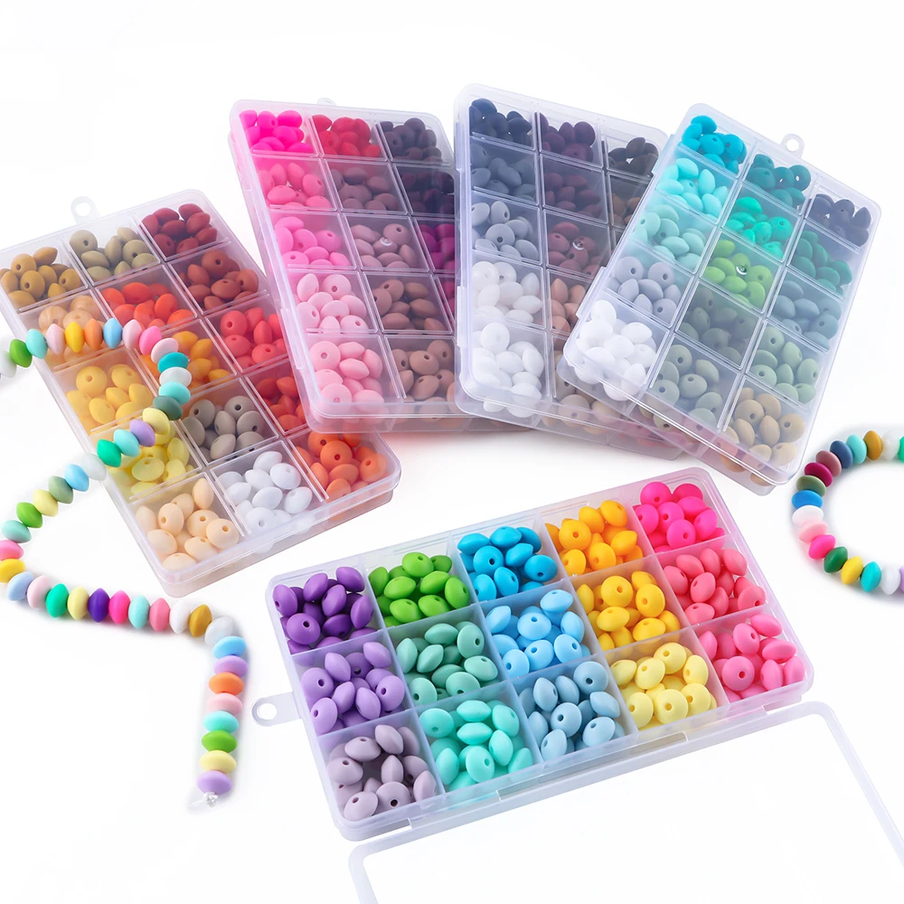 240pcs/Lot 12mm Box Silicone Colorful Spacer Beads Mixed And Matched Combination For DIY Keychain Necklace Bracelet Accessories