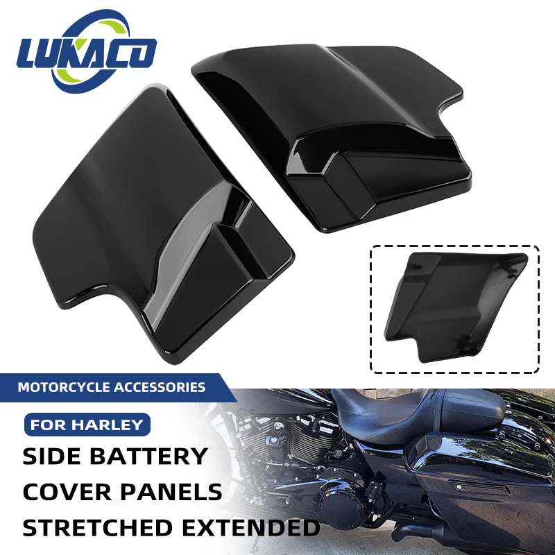 

Motorcycle Black Battery Side Fairing Cover Right Left Guard Protector For Harley Touring Electra Street Glide Road King 09-23