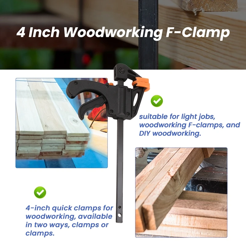 Vendita calda 10 pezzi Set di morsetti per la lavorazione del legno da 4 pollici tipo fisso velocità di rilascio rapido a cricchetto Kit di barre da lavoro in Nylon estruso gadget per spalmatore