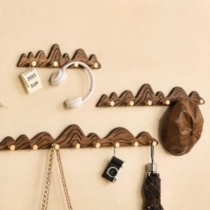 Creative Wooden Wall Clothes Hanger Simple Bedroom Entrance Hangers Porch Entranceway Hanger Indoor Decor Household Storage
