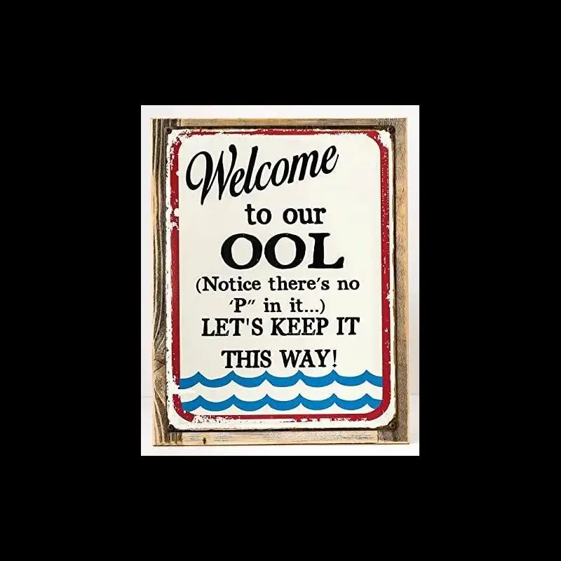 Bienvenido a nuestra piscina letrero de Metal, decoración de pared humorística de seguridad para el hogar, Patio o área de piscina