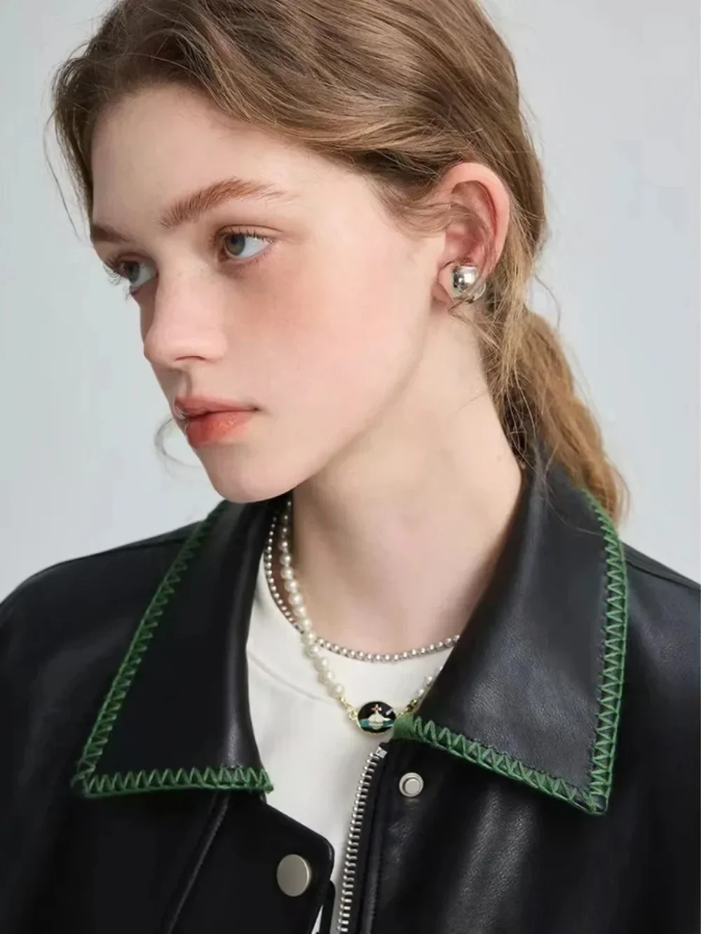 Pop nueva chaqueta de cuero PU chaqueta de cuero minimalista para mujer 2025 primavera otoño estilo motocicleta abrigos de corredor Casual