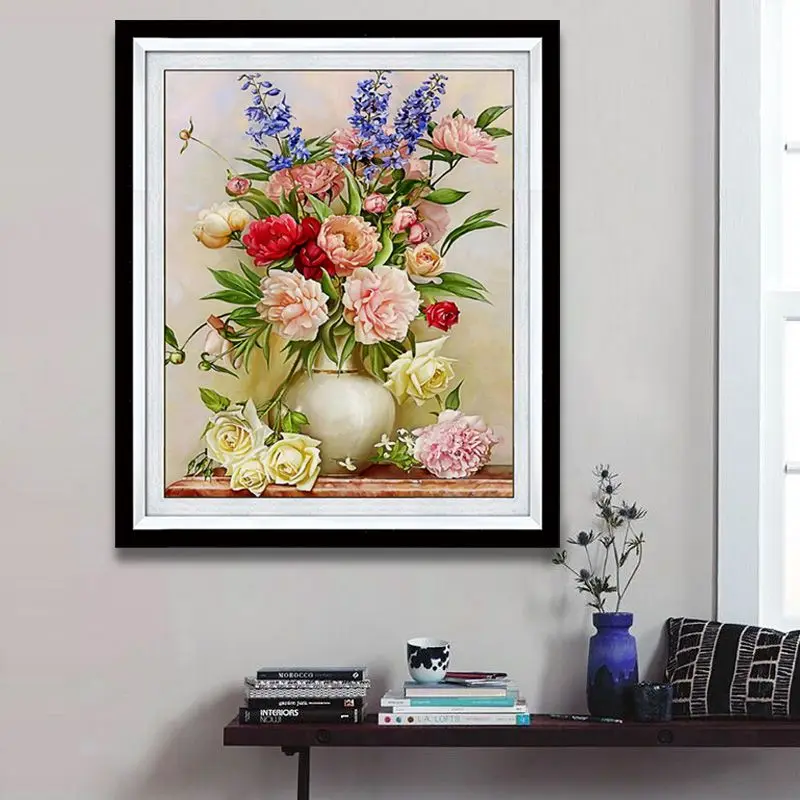 Selling handmade cross stitch finished products, living room with new styles of blooming flowers, wealth, and luxury, royal