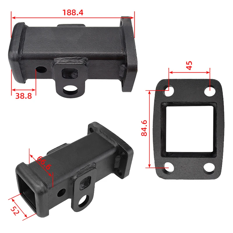 Trailer Receiver Tube 2 Inch Bolt On Receiver Tube Adapter Hitch Receiver Tube For 21-22 / 23-25 Tank 300 Square Mouth Base