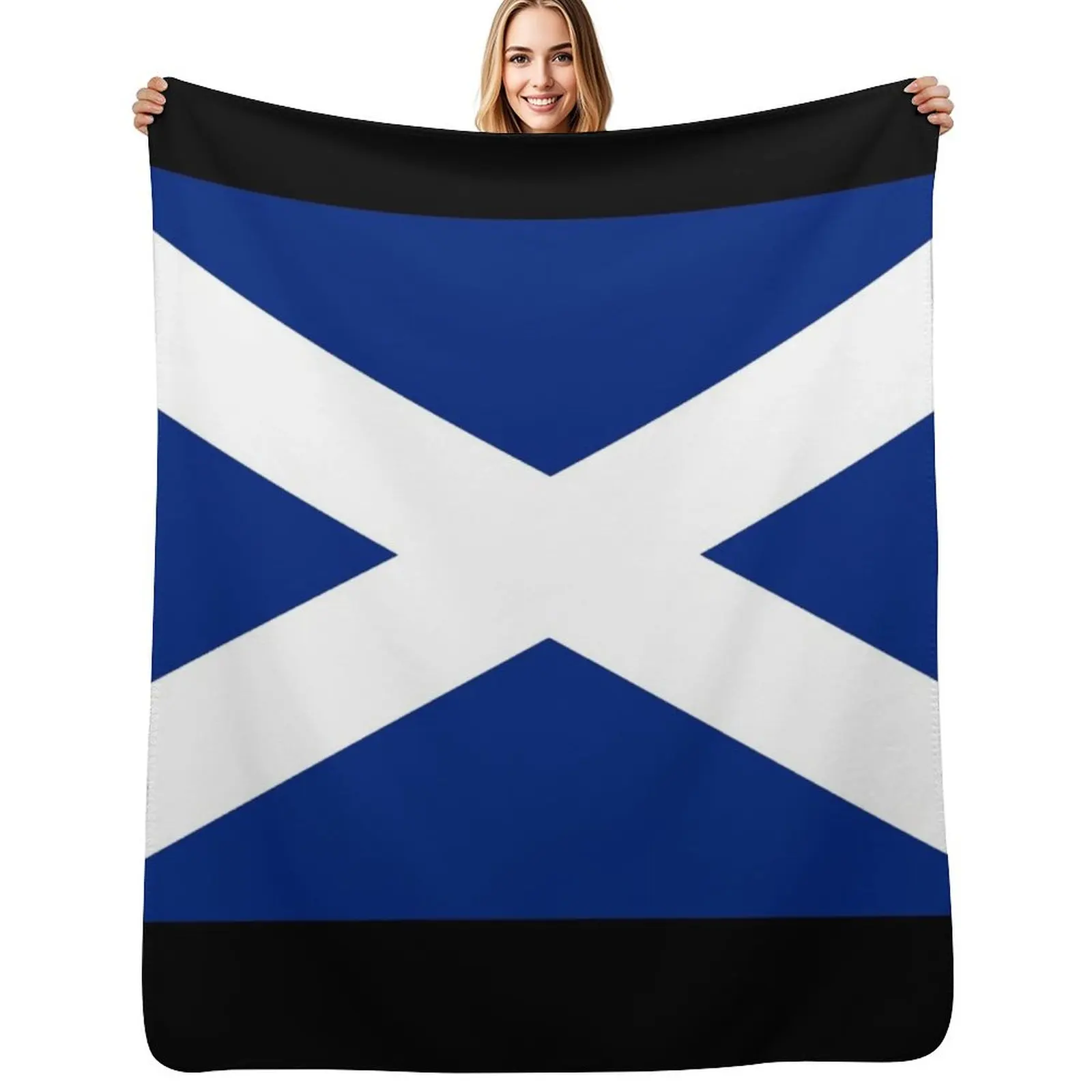 BIG St Andrew's Cross - Scottish Flag T-Shirt Bedspread Duvet Throw Blanket Warm Accent Blanket for Living Room Decoration